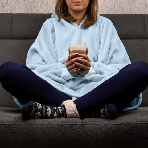Bluzair Bluza Koc z Kapturem XXL Ciepła Błękit 4w1 Bluzair Bluza Koc z Kapturem XXL Ciepła Błękit 4w1