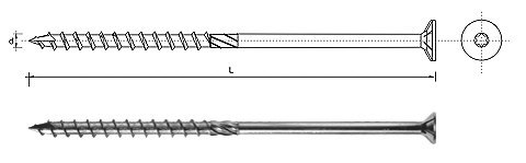 WKRĘT DO DREWNA Z ŁBEM STOŻKOWYM NA TORX 10*140MM T40 UN